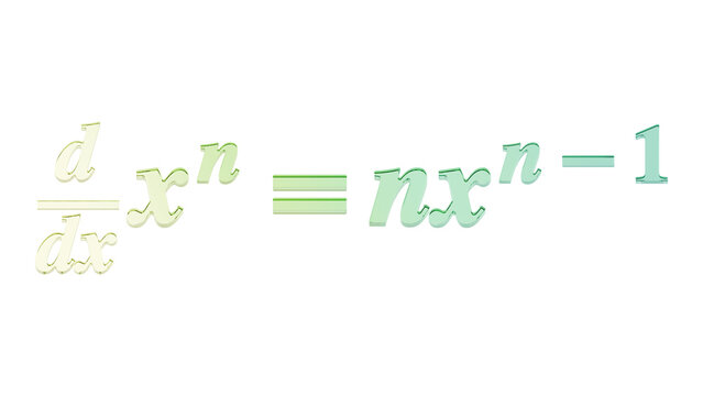 Power rule derivative in green glass isolated