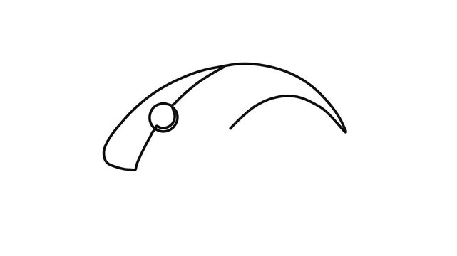 Continuous Line Art Animation of a Computer Mouse - Minimalist Drawing Symbolizing Technology, Digital Interaction, Computing, and Modern Office Equipment, Isolated on a White Background