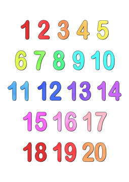 Colorful numbers 1 to 20 count learning educational illustration