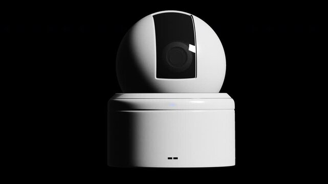 Home camera rotating against on a transparent background for visual effects. 3D Render