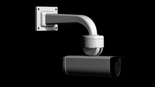 A classic camera rotating against on a transparent background for visual effects for visual effects. 3D Render