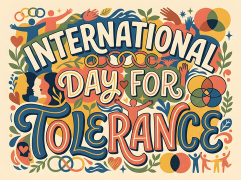 Colorful international day for tolerance illustration with diverse people