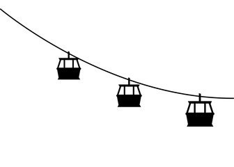 Cable car gondola silhouettes isolated on transparent background for transportation design © Mohammad