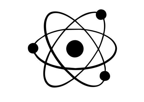 Atom symbol icon isolated on transparent background, scientific research vector illustration for physics
