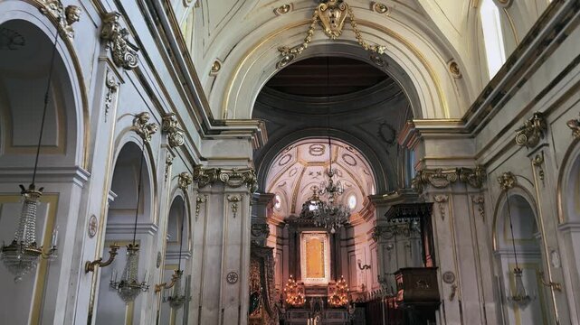 Interior of Church of Saint Mary of the Assumption in Positano Italy