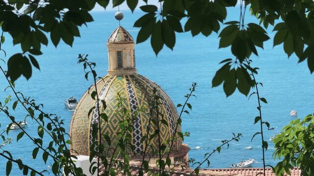 Dome of Santa Maria Assunta Church Positano Amalfi Coast Italy