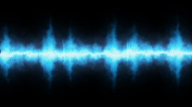 Animated blue glowing energy waveform with electric flames, distortion and luminous plasma motion.