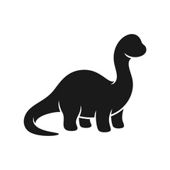 Minimalist black silhouette of a brontosaurus dinosaur © Sopian