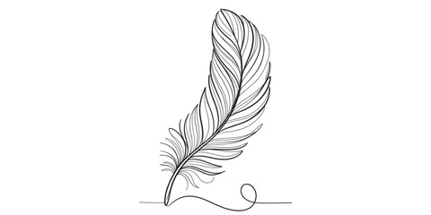 Single continuous line drawing of a bird feather © MILON ROY