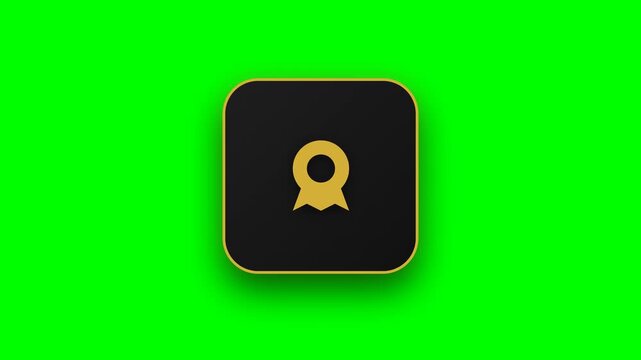Golden award ribbon icons on a green screen background