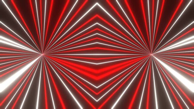Red and White Neon Rays Circular Movement Background VJ Loop in 4K
