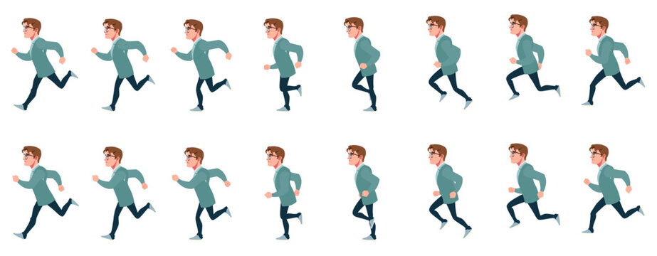 Running man vector animation cycle sprite sheet for game design