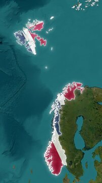 Norway Map Vertical Animation with National Flag, 9:16 Video for Reels and Shorts