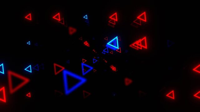 Red and Blue Flashing Neon Resizable Triangles Background VJ Loop in 4K