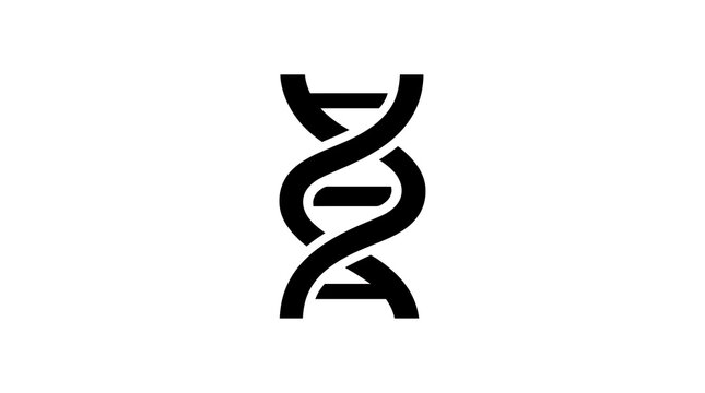 Black dna helix icon isolated on transparent background for medical