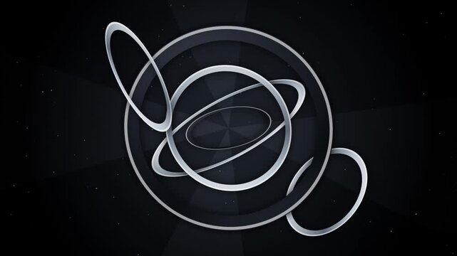 Abstract Silver Metallic 3D Rings on Dark Background
