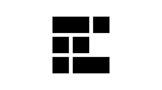 Minimalist geometric logo design element with black square and