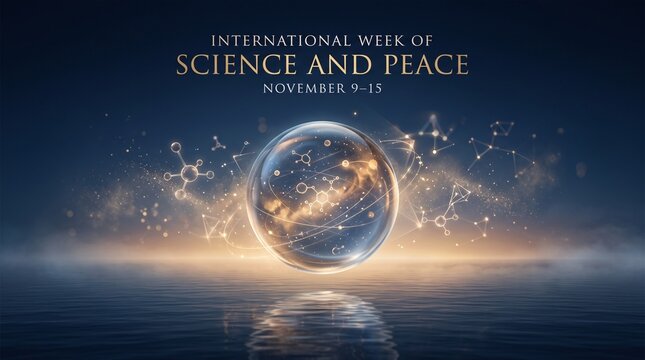 International week of science and peace glowing sphere globe concept background