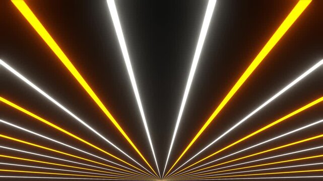 Orange and White Neon Rays Diverge in Different Directions Background VJ Loop in 4K