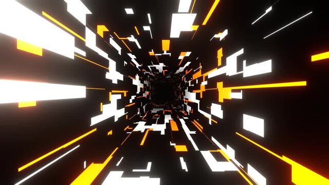 Orange and White Neon Digital Corridor Background VJ Loop in 4K