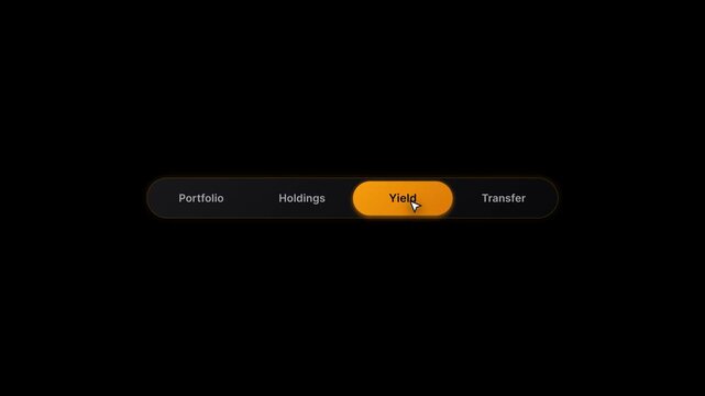 Interactive dark mode navigation menu bar with finance tabs