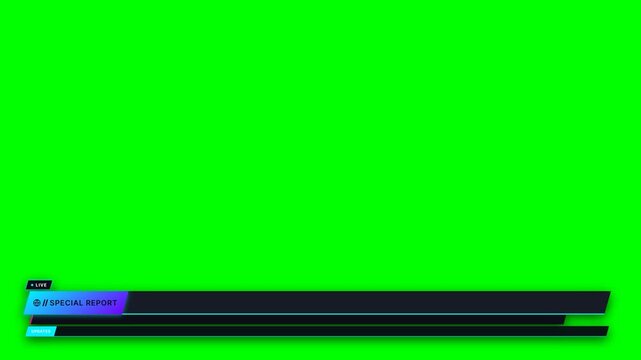 Broadcast news lower third banner on green screen