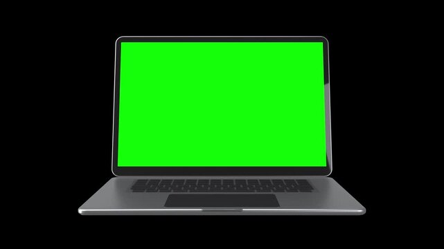 Laptop Mockup with Green Screen on Transparent Background