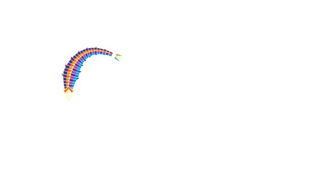 Colorful Dragon Kite Soaring Through a Bright White Sky