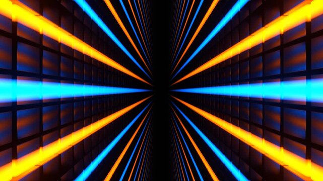 Orange and Blue Neon Side Walls Background VJ Loop in 4K