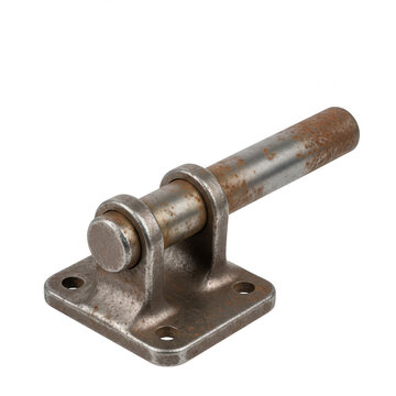 A Heavy Duty Rusty Metal Hinge Bracket Isolated On A Transparent Background