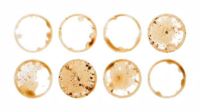 Coffee cup rings during a morning break isolated on transparent background