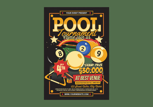 Billiard Pool Tournament Flyer Template