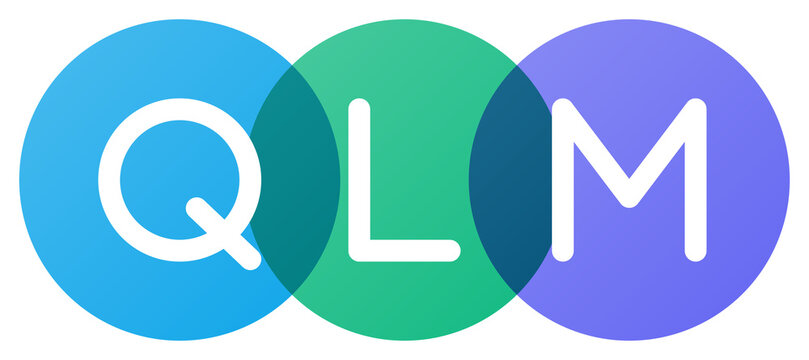 QLM letter monogram letters in overlapping colored circles design