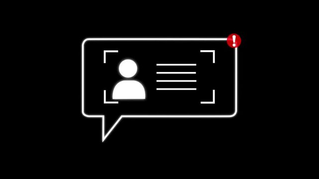 Identity Verification ID Mismatch Animation on Black Background, 4k