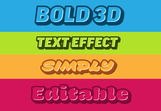 Bold 3D Editable Text Effect Graphic Styles