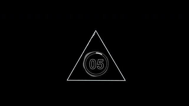 One Minute Digital Countdown Timer Isolated on Black Background. 60 Seconds Neon Countdown Isolated on Black Background.