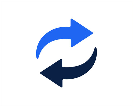 Blue circular arrows icon representing exchange refresh or synchronization on a white background