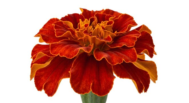 Detailed red and orange marigold flower head