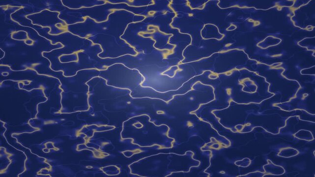 Calacatta marble texture 3D motion background with flowing golden veins on deep blue stone surface, elegant luxury interior design element for digital display and creative projects