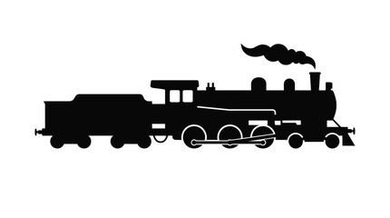 Black silhouette of a steam locomotive against a white background © OA.creative02