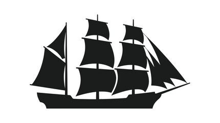 Sailing ship silhouette against a white background depicts a classic vessel © OA.creative02
