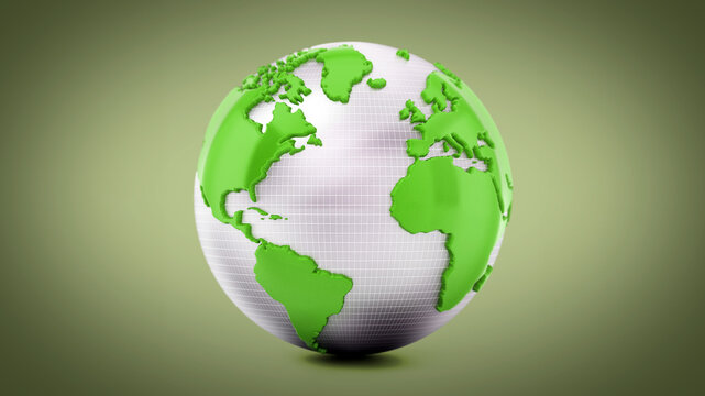 Green earth on green background. 3D illustration