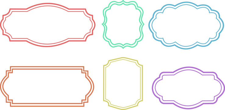 Colorful Vintage Frame Vector Set Of Ornamental Decorative Blank Label Border Designs