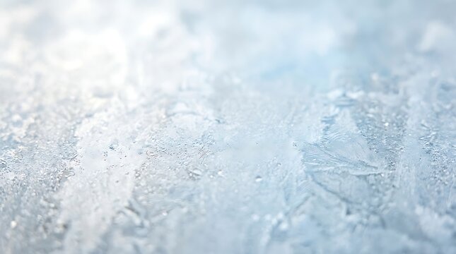 Abstract background of natural ice frost patterns on a cold glass window pane