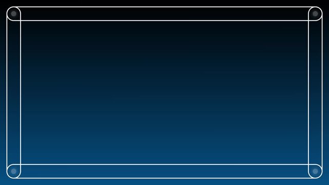 White line rectangular frame corner circular nodes blue gradient background 4k