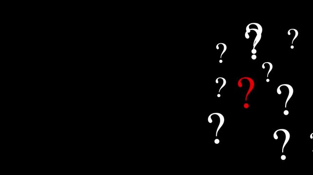 multipole popup qustion mark sine animation on dark background white question sine mark animation