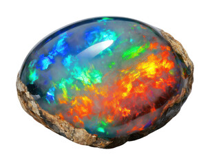 Fototapeta premium Vibrant opal gemstone PNG with a transparent background, showcasing fiery colors.
