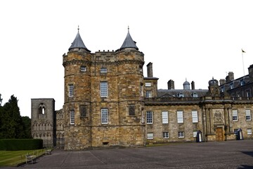 Historic stone royal palace castle isolated on a white background © TomKorcak