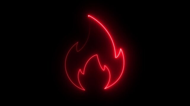 fire icon forming and dissolving animation on black background.The symbol that denotes fire.
