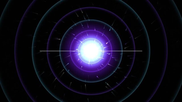 Abstract cosmic hyperspace wormhole vortex seamless loop with glowing purple and teal energy